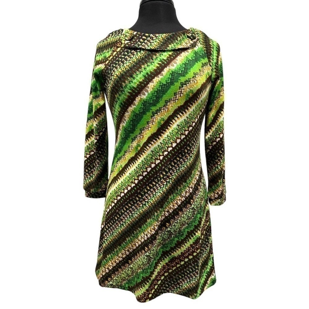 ARYEH Vintage Retro Pattern Boho A-Long Sleeve Line Sweater Dress Sz S